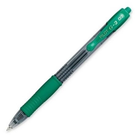 Pilot Of America 31177 UPC G2 Retractable Gel Ink Rolling Ball Pen .7mm Green 31177